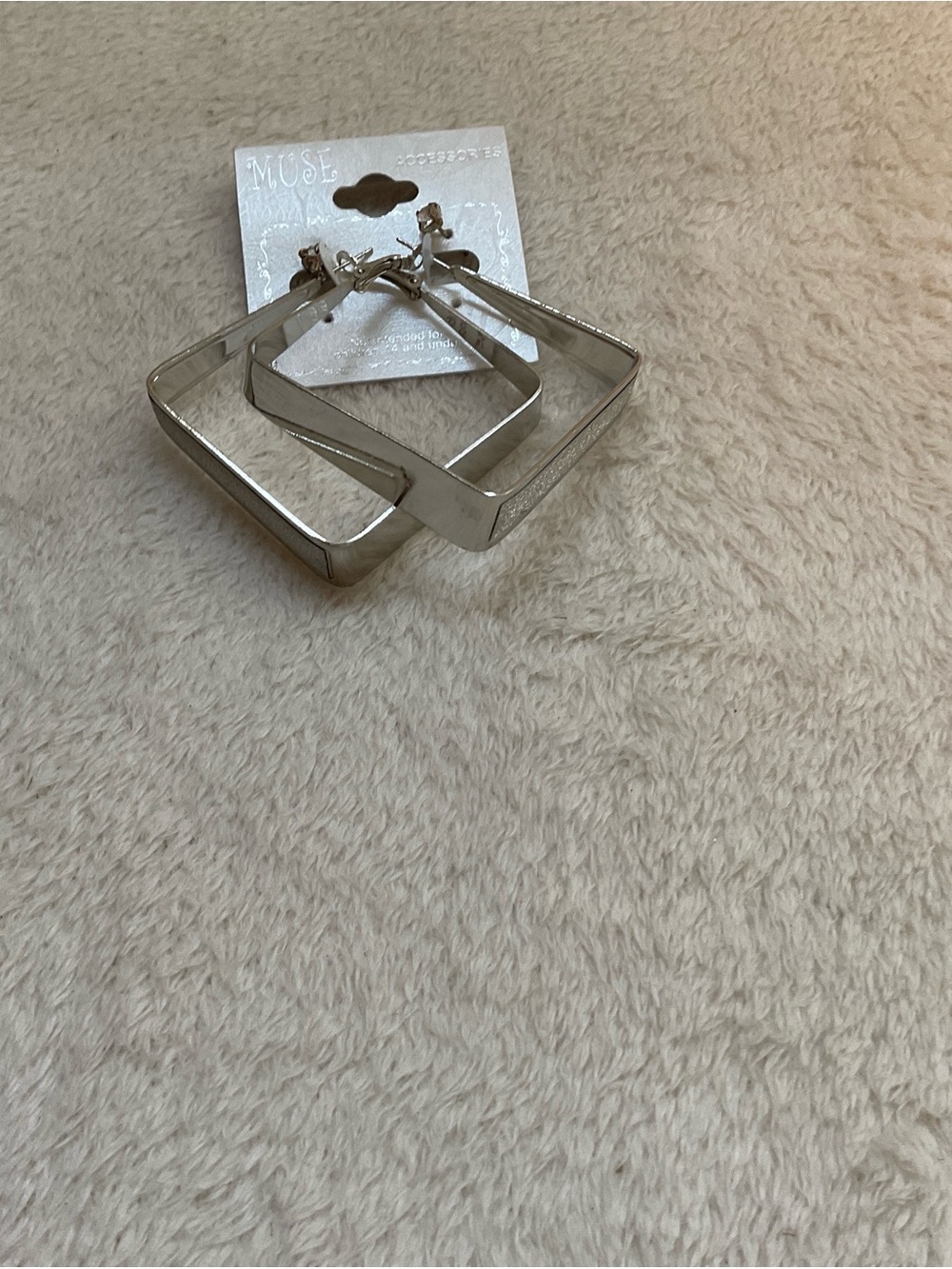 Muse Silver Geometric Square Hoop Earrings